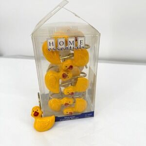 Home Essentials VTG Shower Curtain Rings Rubber Ducky Resin Yellow Bathroom 12pc
